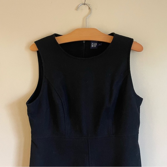 Vintage GAP Wool Sheath Midi Dress Sleeveless Size 10 Black 90s Y2K - Picture 4 of 7